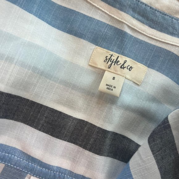 Stalin & Company Striped Sleeveless Button Down High Low Top Size Small New - Picture 7 of 8